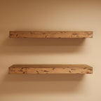 Urbandi Rustic Distressed Floating Shelves, Set of 2, Handmade Out of Pine Wood, 3 Inch Thick, Made in USA (Aged Oak, 24Lx3Hx8D)