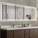 96x36 Inch Led Mirror for Bathroom with Front Light and Backlit, Bathroom Mirror with Led Lights, Vanity Mirror with Lights for Wall, Anti-Fog, Dimmable, Memory Function, Tempered Glass