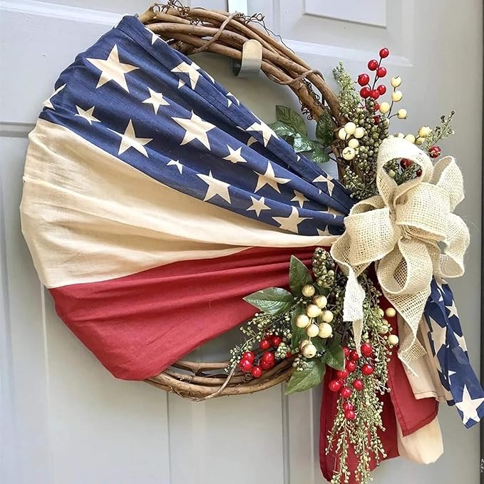 250th Anniversary Eagle Wreath, 3D Eagle Wreaths for Front Door, Red White and Blue Patriotic Wreath All-Weather Farmhouse Outdoor Holiday Decoration (E)