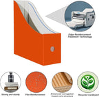 Limitliho Magazine File Folder Holder for Desk, Book Bins for Classroom Library,Office,Home, 10.6" H x 10.2" L x 3.5" W in Cardboard Paper Organizer (Orange Red, 6 Pack)