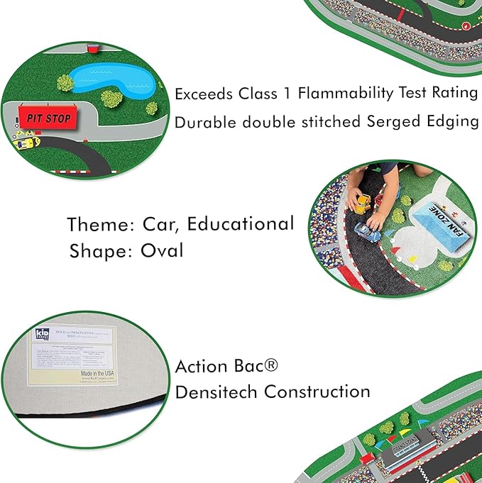 KIDCARPET.COM Race Car Play Mat Rug | Interactive Activity Carpet for Preschool Playroom Toy Car Track, 6' x 8'6"