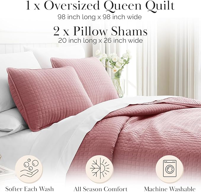 Southshore Fine Living, Inc. Queen/Full Size Quilt Bedding Set with 2 Pillow Shams, Soft Comfy Queen Coverlet/Full Size Bedspread, Machine Washable, Easy Care, Oversized for Total Coverage, Marsala