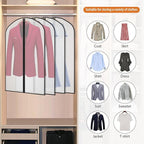 Kntiwiwo Garment Bags Clear Suit Bag for Closet Storage Hanging Clothes Dress Cover Bags (40"12pcs-Black Edges)