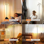 Gunmetal Gray LED Floor Lamp - Rotatable Standing Lamp for Living Room Bedroom, 22W Dimmable Floor Readig Light with Touch/Remote Control, Modern Corner Lamp for Office, Brightness Adjustable