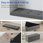 BRIAN & DANY 43 Inches Folding Storage Ottoman Bench, Ottoman with Storage Bench for Bedroom, Living Room, Entryway, Foot Rest with Legs, Dark Gery