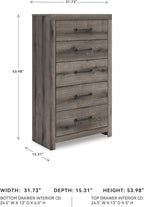 Signature Design by Ashley Urbanoore Rustic 5-Drawer Chest of Drawers with Safety Stop, Gray
