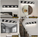 OKELI 4-Light LED Bathroom Vanity Light Fixtures, Matte Black Modern Bathroom Wall Lighting Fixtures Over Mirror (3CCT, 3000K-6000K)