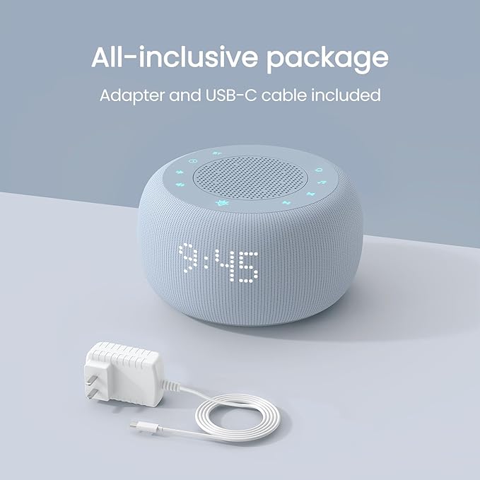 Buffbee Pro 2nd Gen – Upgraded to Rechargeable Battery | 3-in-1 Portable White Noise Sound Machine, Alarm Clock & Bluetooth Speaker for Sleep, Travel & Bedroom (Cloud Blue)