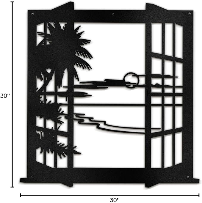 SIGNLEADER Metal Wall Art Decor Tropical Sunset Scenery Modern Abstract Wall Sculpture Hangings Home Decoration for Living Room, Bedroom, Bathroom, Kitchen, Outdoor - 30" Black