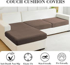 Sofa Covers Couch Covers for Sofa Pet Friendly Couch Cushion Covers Universal Sofa Covers Washable Stretch Slipcovers for Sectional Sofa (Texture Brown, 2 Seats + Chaise Cover)