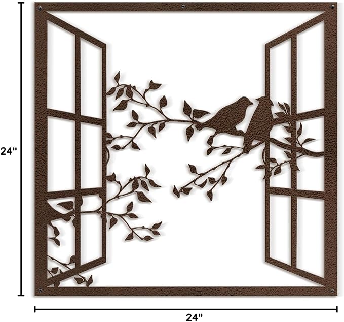 SIGNLEADER Metal Wall Art Decor Bird Silhouette on Branch Modern Abstract Wall Sculpture Hangings Home Decoration for Living Room, Bedroom, Bathroom, Kitchen, Outdoor - 24" Bronze