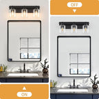 3 Light Modern Bathroom Light Fixtures Over Mirror, Black Vanity Lights for Bathroom Wall Sconces with Clear Glass Shades, E26 Socket (Bulbs Not Included)