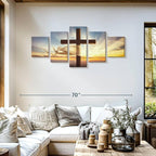 Elephant Stock Holy Cross Wall Art Multi Piece Canvas - 5 Panel Christian Pictures Decor - Digital Design Canvas Print - Christian Wall Decor - 55" X 24"