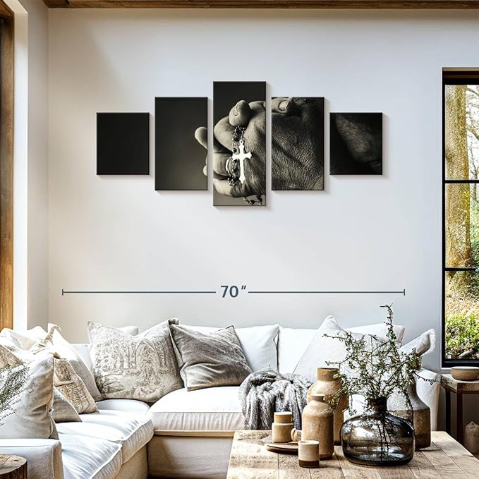 Elephant Stock Christian Prayer Canvas - 5 Panel Pictures Decor - Digital Design Canvas Print - Christian Wall Decor - 55" X 24"