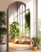 Arched Full Length Mirror, Floor Mirror with Stand, 90"x46" Large, Oversize, Gold