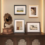 Egofine 9x12 Picture Frame Set of 4, Made of Solid Wood Multicolor Photo Frames Covered by Plexiglass 5x7 and 6x8 with Mat or 9x12 without Mat, for Table Top Display and Wall Mounting Mixed Colors