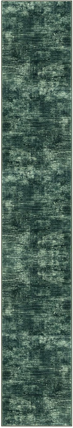 IOHOUZE Abstract Runner Rug 3x16 Ft Washable Runners for Hallways, Non Slip Kitchen Runner Printed Faux Wool Entryway Runner Indoor, Modern Abstract Floor Carpet for Hall Stair, Dark Green