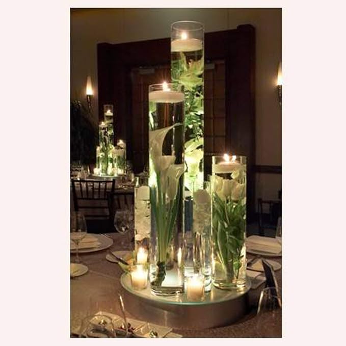 WGVI Quality Thick Weighted Tall Clear Cylinder Glass Vases, 4" W x 20" H, Flower Arrangement Floating Candle Holders Wedding Centerpieces Event Floral Container Tabletop Display Décor, 1 Piece