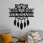 Personalized Dream Catcher Metal Wall Art - Custom Name Iron Sign for Home Decor, 8-30 Inch Black (Style E)