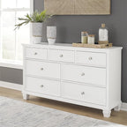 Signature Design by Ashley Fortman Casual Dresser with 7 Storage Drawers and Tapered Feet, Round Metal Knobs" Satin Nickel-tone, Wood, 36" High, White