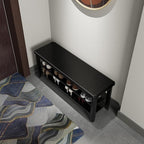 AQIMUELE Wood Shoe Rack Bench for Entryway, 2 Tier Shoe Rack for Front Door Entrance, Shoe Bench with Shoe Storage for Entryway, Bedroom, 39.4"