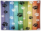 VUMIVI Dog Paw Tapestry Vintage Rustic Colorful Barn Boards Black White Animal Footprints Tapestry Wall Hanging for Living Room Bedroom Dorm Classroom Aesthetic Decor W40xL30in