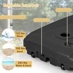 Giantex Offset Patio Umbrella Base - 243 lbs Fillable Cantilever Umbrella Stand with Wheels, Heavy Duty HDPE, Sand Water Weighted Market Umbrella Base for Garden Poolside Yard Outdoor