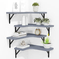 Corner Floating Shelves Wall Mounted Set of 4, Rustic Wood Storage Display Wall Shelves for Home Decor, Bathroom, Kitchen, Bedroom, Living Room, Office (Grey)