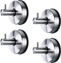 YOHOM Vacuum Suction Cup Hooks Shower Towel Holder Bathroom Shower Hook Brushed Stainless Steel Suction Towel Rack Kitchen Storage Organizer for Bathrobe Loofah Washcloth 4Pcs