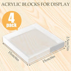 4 Pack 6 x 6 x 1 Inch Acrylic Blocks for Display, Acrylic Base Stand, Clear Polished Acrylics Cubes, Jewelry Displays Stand Pedestal Stand for Collectibles Jewelry Props Plant Display