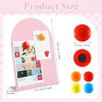 Shimeyao 2 Pcs Pink Magnetic Bulletin Board for Tabletops with 8 Magnets 12 x 8.5 Inch Memo Display Easel Stand for Home Office School Kitchen Table Supplies (Arched)