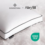 Feather Down Pillows Queen Size Set of 2 with Gusset, Luxury Hotel Collection Bed Pillow 2 Pack, Down Surrounded Gusseted Pillows for Sleeping, Firm for Side, Back Sleepers 20x30 in.
