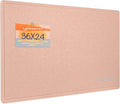 Bulletin Board, 36 x 24 inches Felt Board - Decorative Pin Board, Cork Board Alternative for Wall, 3' x 2' Foldable Self-Adhesive Vision Board Prayer Board with 20 Pushpins - Mauvey Pink