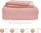 Exclusivo Mezcla King Size Quilt Bedding Set, Lightweight Blush Pink Quilts King Size for All Seasons, Soft Microfiber Bedspreads Coverlets Bed Cover with Leaf Pattern, 3 Piece