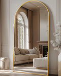 Antok Full Length Mirror, 81"x41" Floor Mirror, Arched Floor Standing Freestanding Arch Full Body Mirrors with Stand for Bedroom, Hanging Mounted for Living Room Cloakroom,Gold