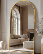 Antok Full Length Mirror, 81"x41" Oversized Floor Mirror Freestanding, Full Body Floor Standing Mirror with Stand, Hanging Mounted for Living Room Cloakroom,Gold,Arched Style