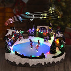 Christmas Village House Collectible Building Christmas Decor Estatua de la cabaña del Pueblo navideño Home Decoration Snow Globe Display Skating Pond Animated Theme Park with 8 Music (L)