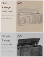 DINZI LVJ Storage Chest, 47.2" Rattan-Like Toy Box with 2 Safety Hinges, Wooden Entryway Storage Bench with Flip-Top, Large Trunk for Living Room, Bedroom, Easy Assembly, Greige