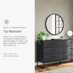 Signature Design by Ashley Socalle Modern 6-Drawer Dresser with Safety Stop, Black