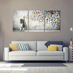 Novatique Graffiti Canvas Wall Art Banksy Wall Art Street Style Artwork Colorful Girl Butterfly Graffiti Decor Pop Pictures Painting for Living Room Office Wall Decor,20x28inchx3pcs