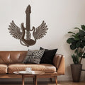 SIGNLEADER Metal Wall Art Decor - Electric Guitar with Wing Minimalist Modern Abstract Wall Sculpture Hanging Home Decoration for Living Room, Bedroom, Bathroom, Kitchen, Studio, Outdoor - 36" Bronze