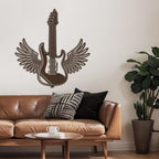 SIGNLEADER Metal Wall Art Decor - Electric Guitar with Wing Minimalist Modern Abstract Wall Sculpture Hanging Home Decoration for Living Room, Bedroom, Bathroom, Kitchen, Studio, Outdoor - 36" Bronze