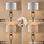 KAWOTl Farmhouse Floor Lamp with Night Light, 62.5’’ Industrial Bronze Standing Lamp for Living Room, Bedroom, Home Office, Rustic Lantern-Style (LED Bulbs Included)