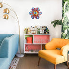 YEAHOME Metal Flower Wall Decor, 11 inch Wall Art Decorations Rustic Home Decor Aesthetic for Bathroom, Bedroom, Living Room, Office, Boho Art, Indoor Outdoor Decorations Patio Garden Decor(Blue)