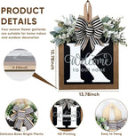 Ultra Large 14'' Last Name All Year Round Front Door Wreath with 26 Initial Letter Welcome Sign All Seasons Eucalyptus Garland and Bow Wreaths for Front Door Porch Farmhouse Decoration (K)