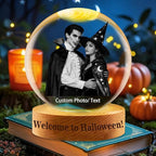 Customizable Halloween Crystal Ball Engravable Photo Text Personalized Luminous Snow Globe Suitable for Halloween Party Decorations to Create A Spooky Atmosphere