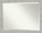 Amanti Art White Wall Mirror 34x44 Rustic White Wash Rectangle Bathroom Mirror for Wall Decor Living Room, X-Large Country Rustic Wood Frame, Hangs Horizonally and Vertically, Bathroom Decor, Beveled