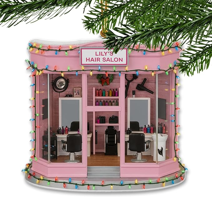 Personalized Hair Salon Christmas Ornament 2025, Flat Acrylic 2D Custom Name Ornament, for Stylist, Hairdresser Keepsake, Beauty Salon Christmas Tree Decoration