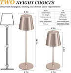 Kakanuo Cordless Table Lamp Rechargeable - Antique White 2 Pack Battery Operated Lamp for Counter, 3 Color Stepless Dimming Waterproof Wireless Lamp for Dining Kitchen, Outdoor Patio, Touch Control