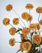 DuHouse 6pcs Artificial Flowers Faux Silk Pompon Mum,Silk Small Mini Chrysanthemum Ball with Stems for DIY Bouquets Centerpieces Vase Home Table Kitchen Decorations(Vintage Yellow)